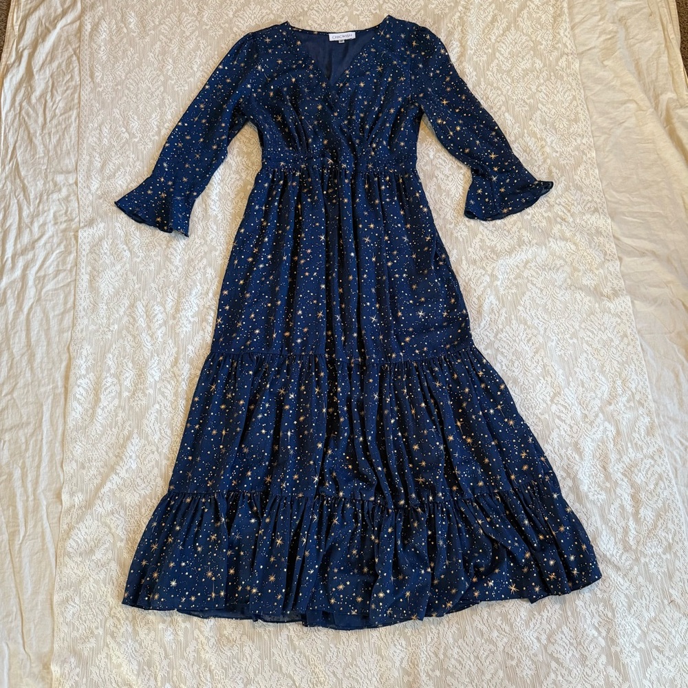 Chicwish glory of love star print tiered vneck maxi dress - Picture 4 of 12